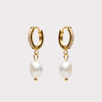 Kolczykami Freshwater Pearl Hoops