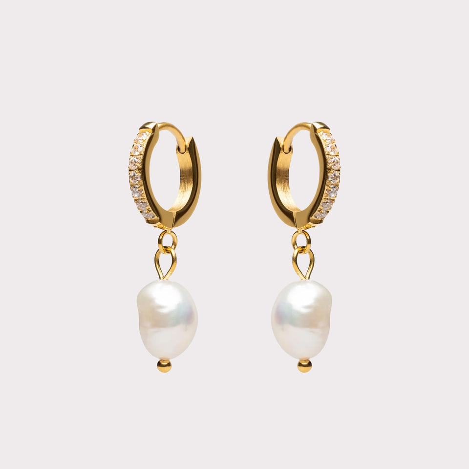 Kolczykami Freshwater Pearl Hoops
