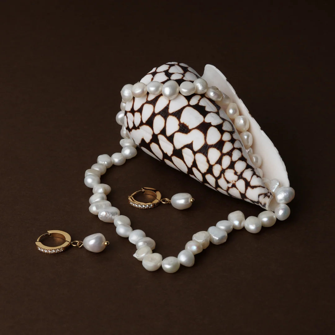 Kolczykami Freshwater Pearl Hoops