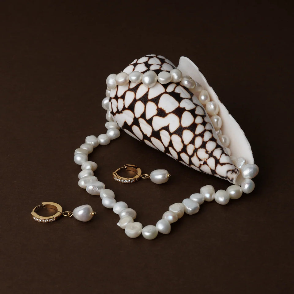 Kolczykami Freshwater Pearl Hoops