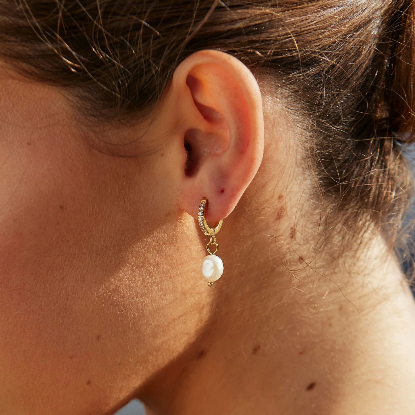 Kolczykami Freshwater Pearl Hoops