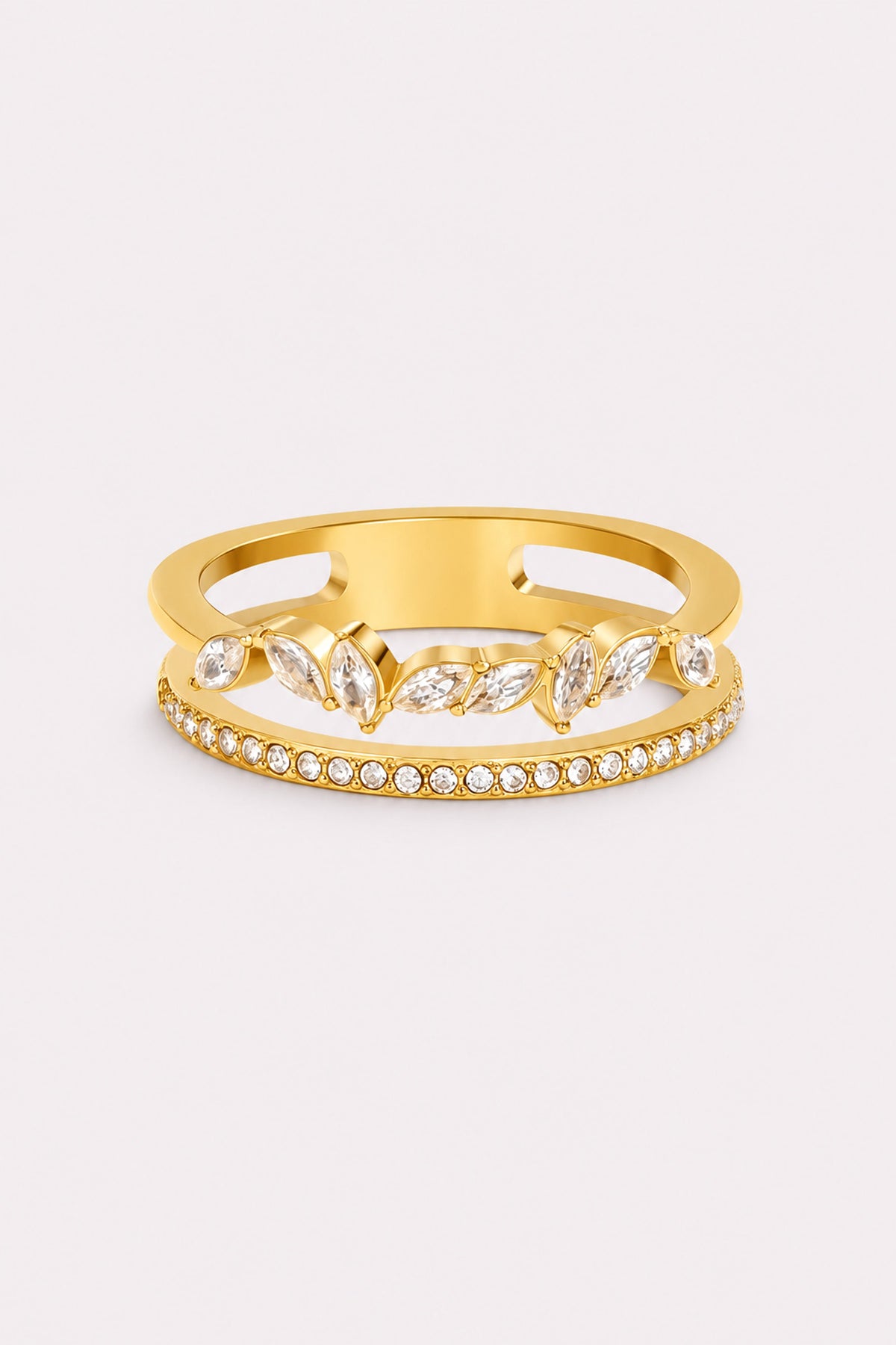 Laurel Glow Crystal Double-Band Ring — studio product view