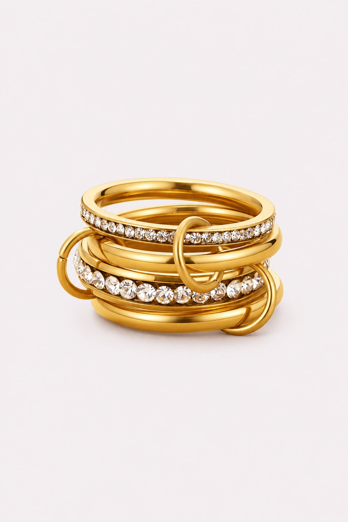 Entwine Gold Crystal Link Ring — studio product view