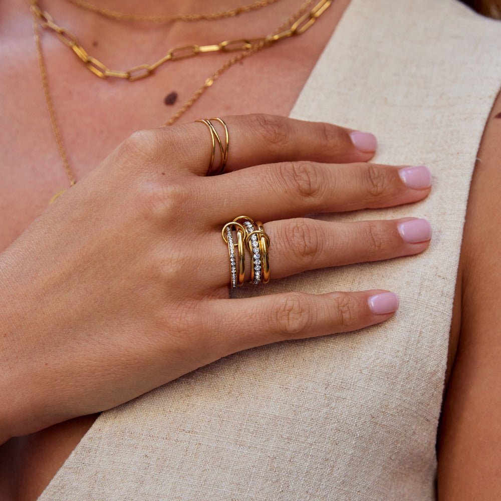 Entwine Gold Crystal Link Ring — gallery image 2