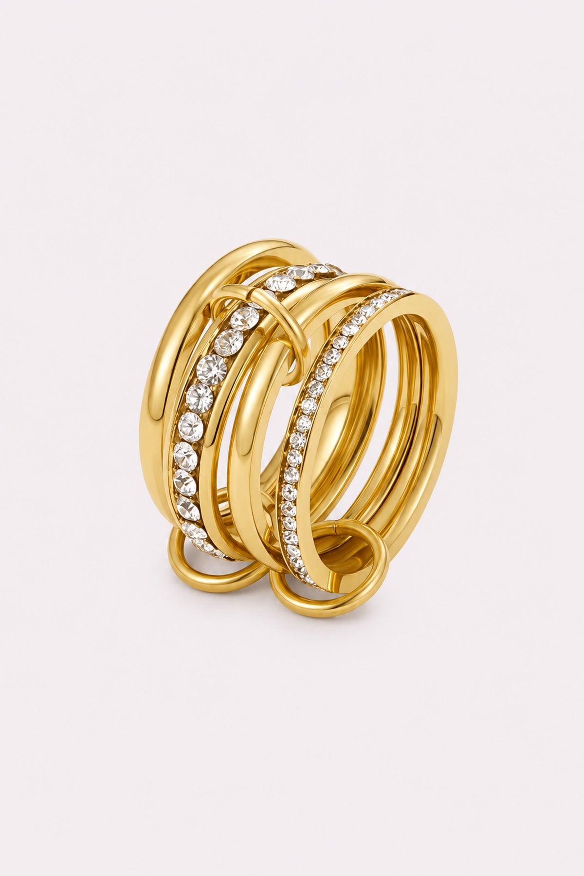 Entwine Gold Crystal Link Ring — studio product view