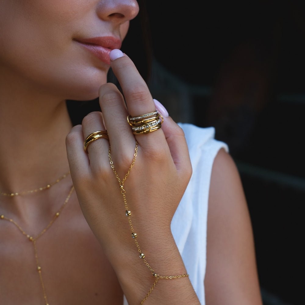 Entwine Gold Crystal Link Ring — gallery image 6