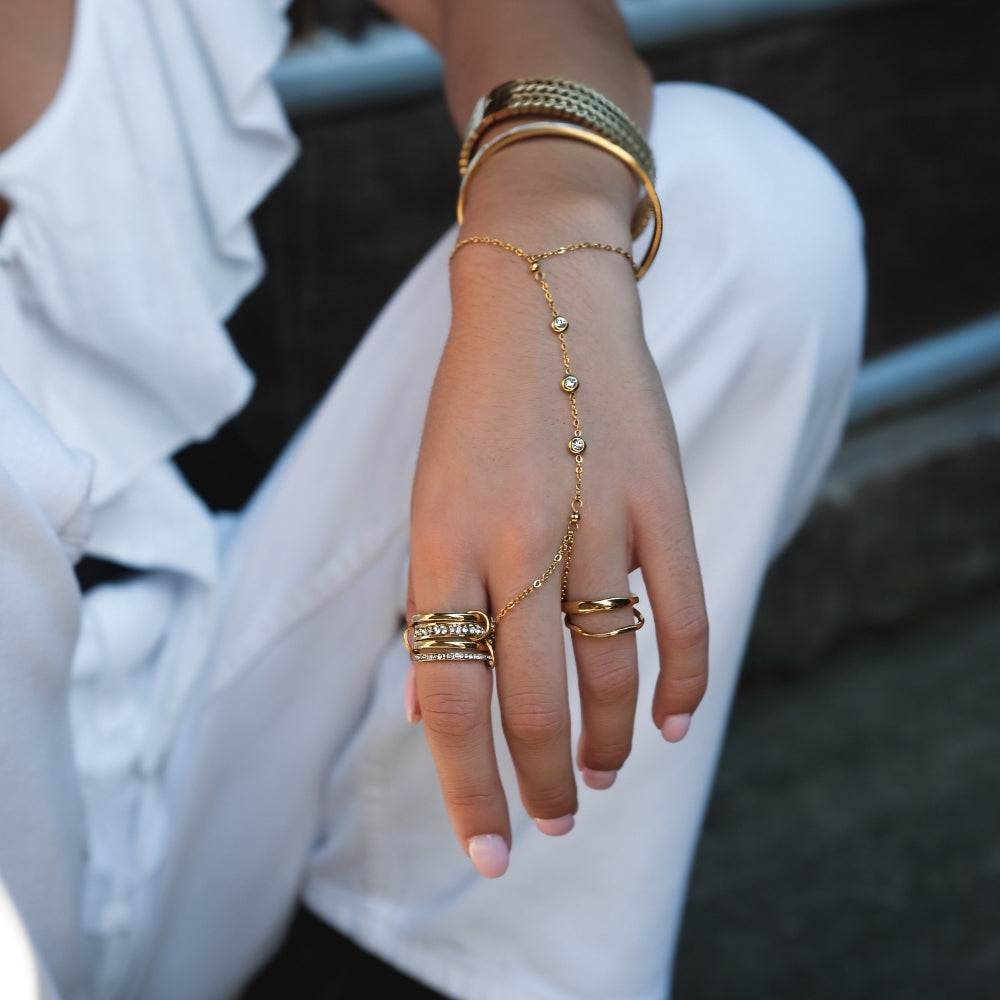 Entwine Gold Crystal Link Ring — gallery image 8