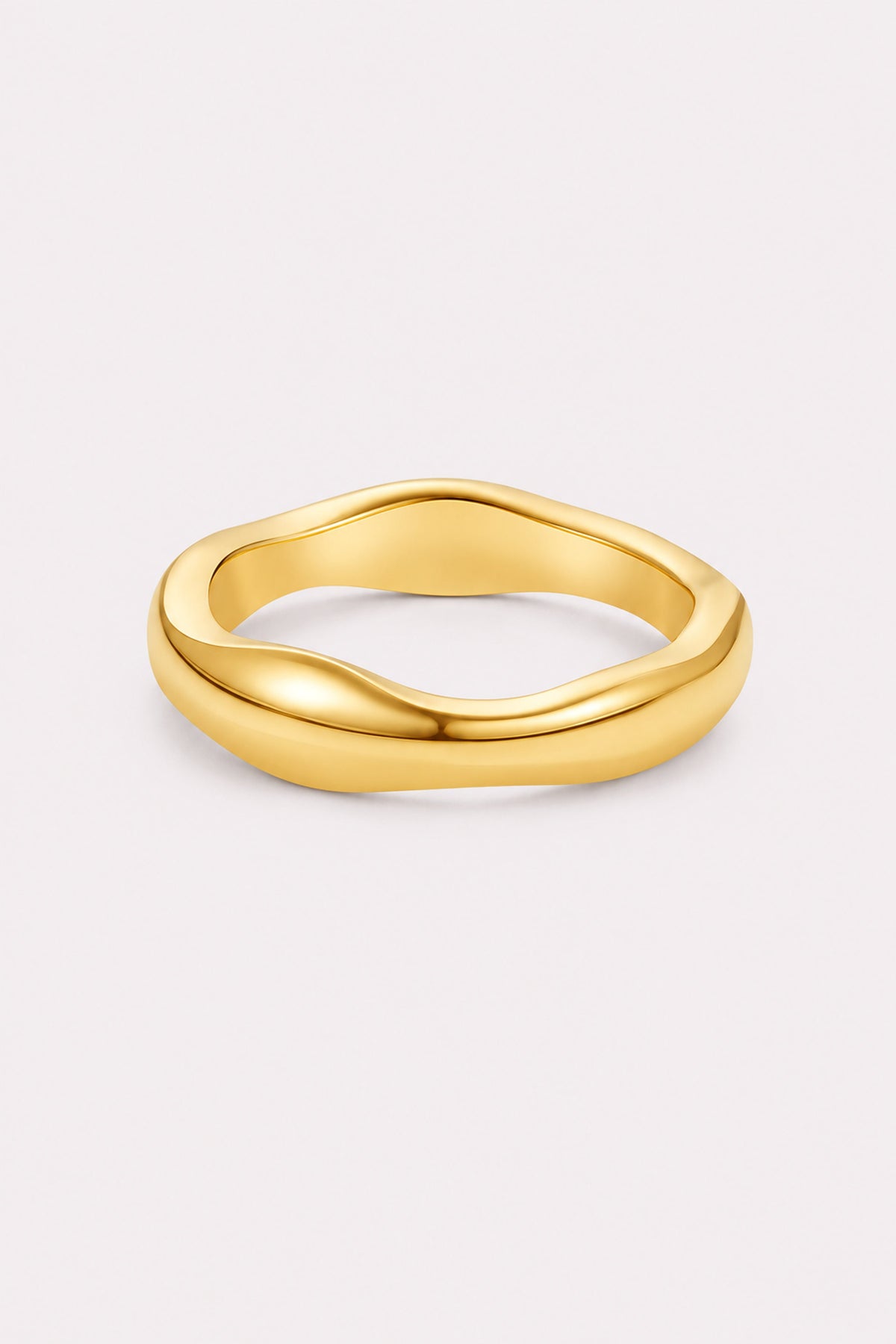 Tidal Duo Gold Wave Ring Set — studio product view