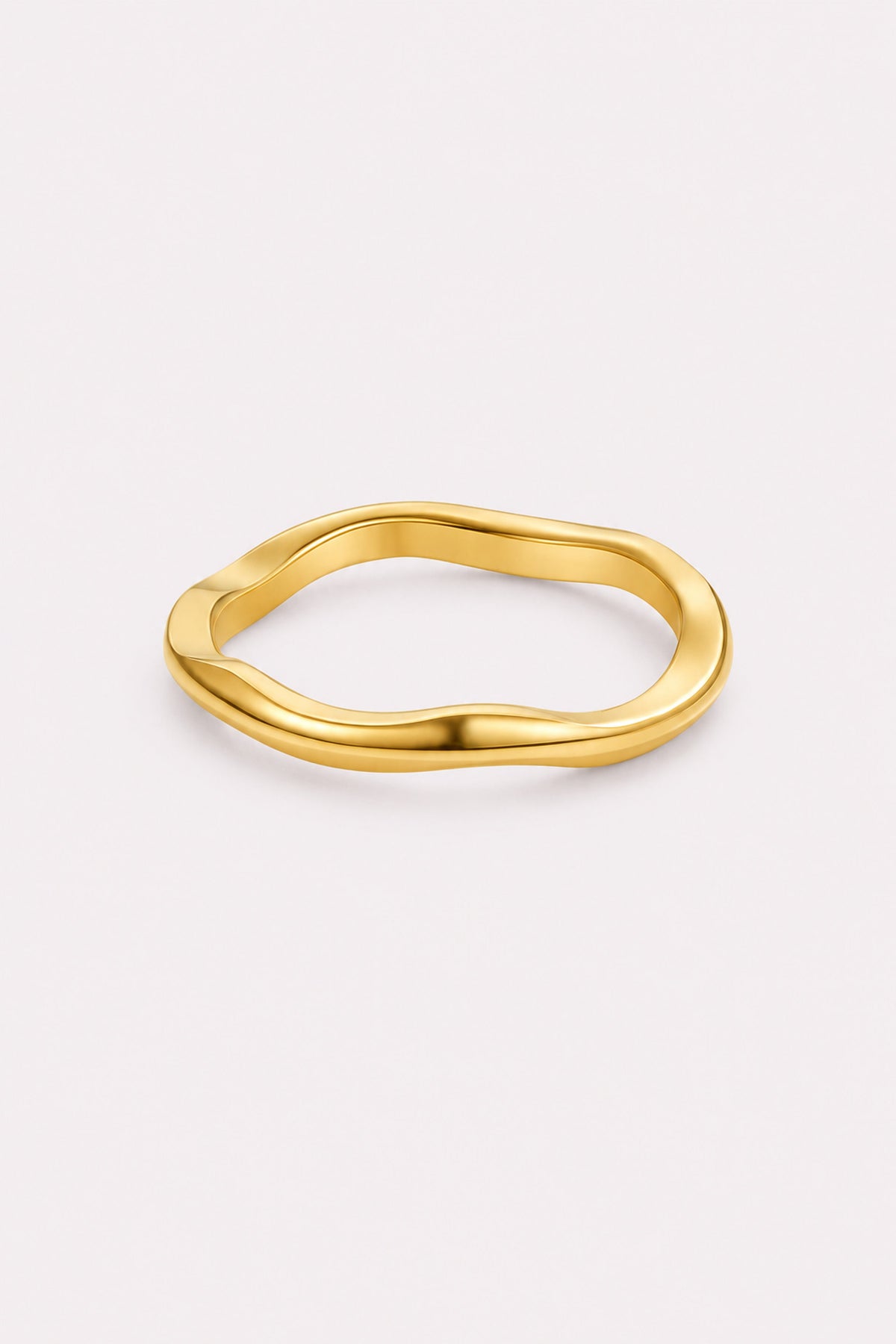 Tidal Duo Gold Wave Ring Set — studio product view