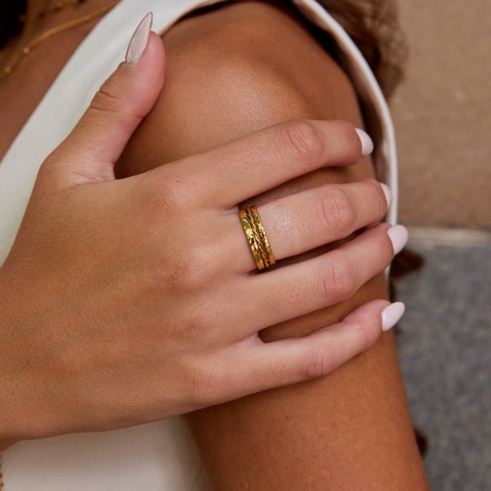 Trio Texture Gold Stacking Ring Set — gallery image 2