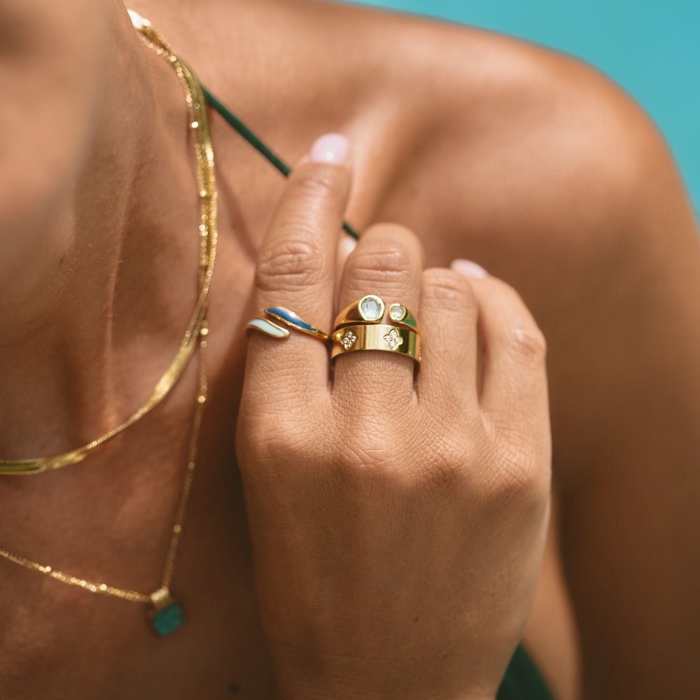 Lucky Bloom Crystal Band Ring — gallery image 2