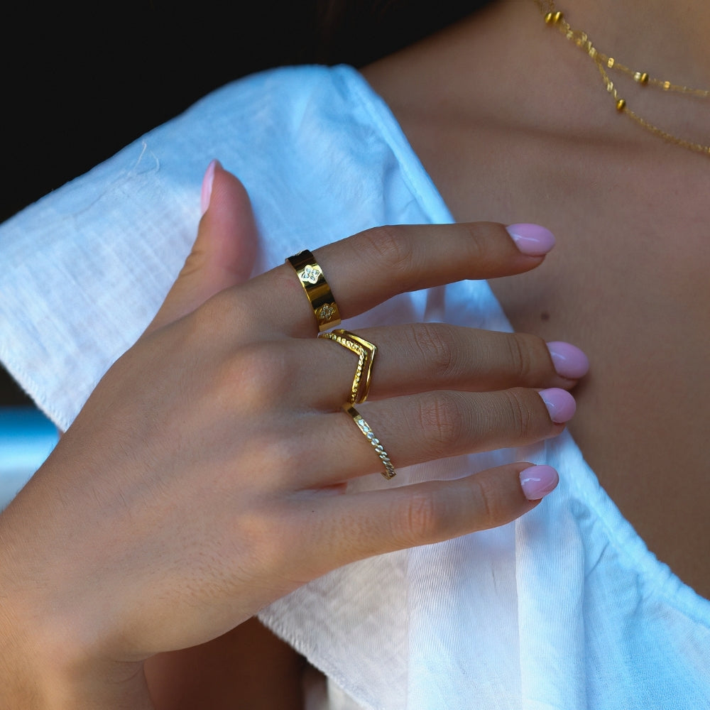 Lucky Bloom Crystal Band Ring — gallery image 6