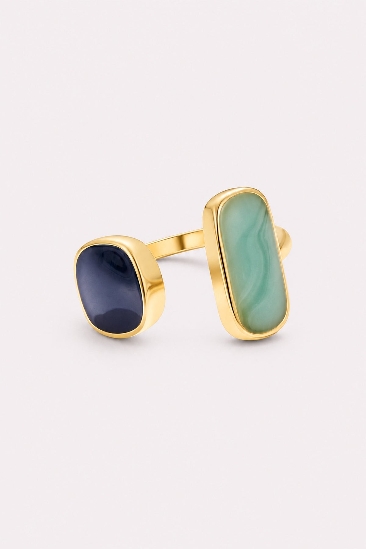 Sea & Midnight Adjustable Gold Wrap Ring — studio product view