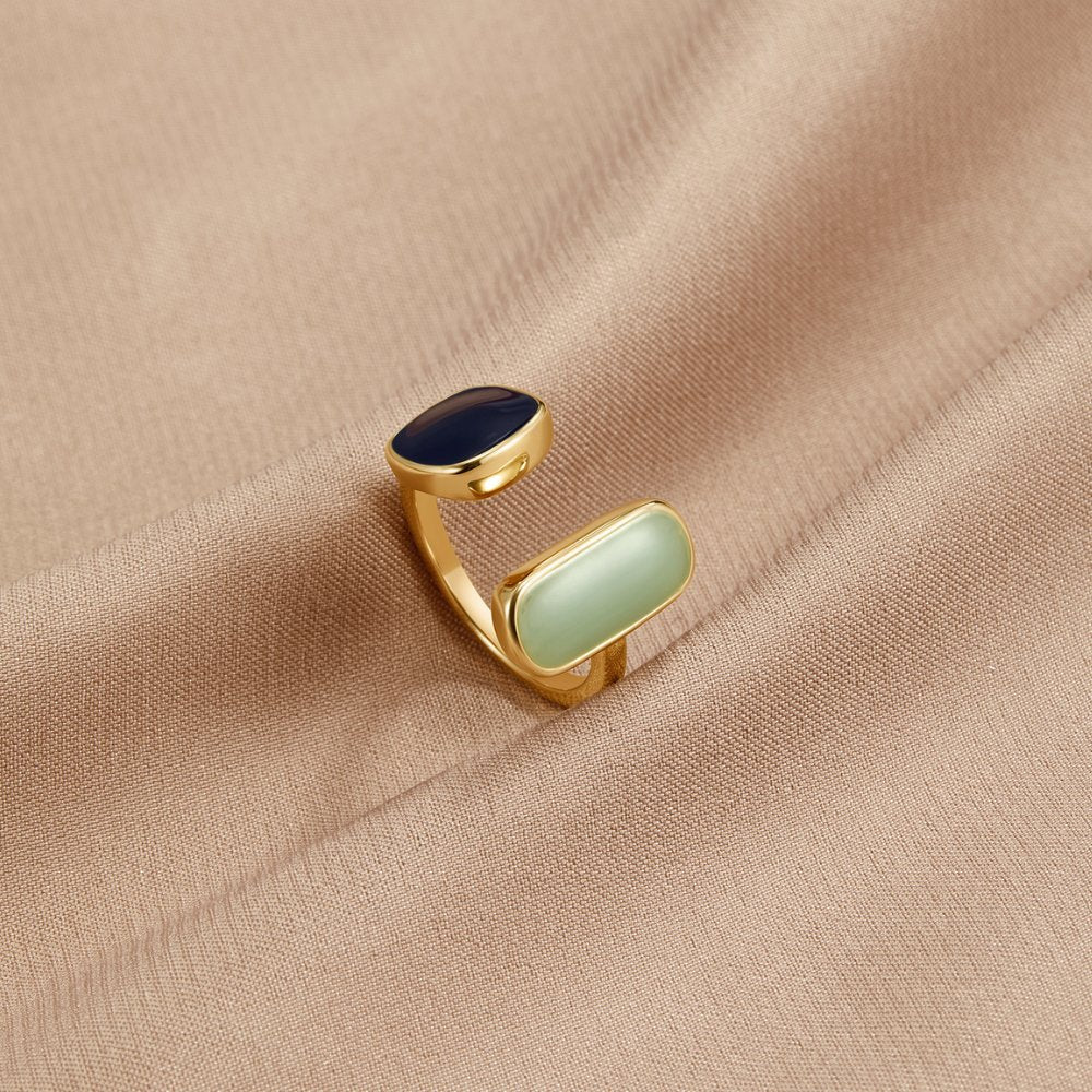 Sea & Midnight Adjustable Gold Wrap Ring — gallery image 5