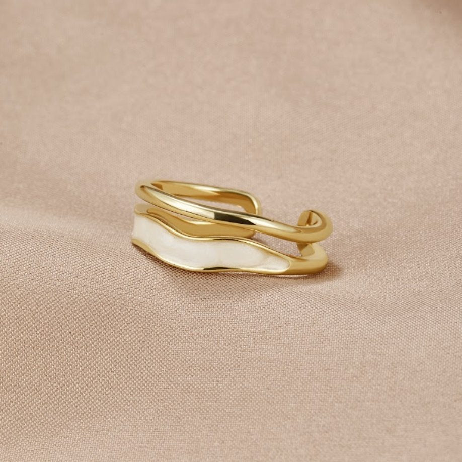 Ivory Dune Adjustable Layered Ring — gallery image 1