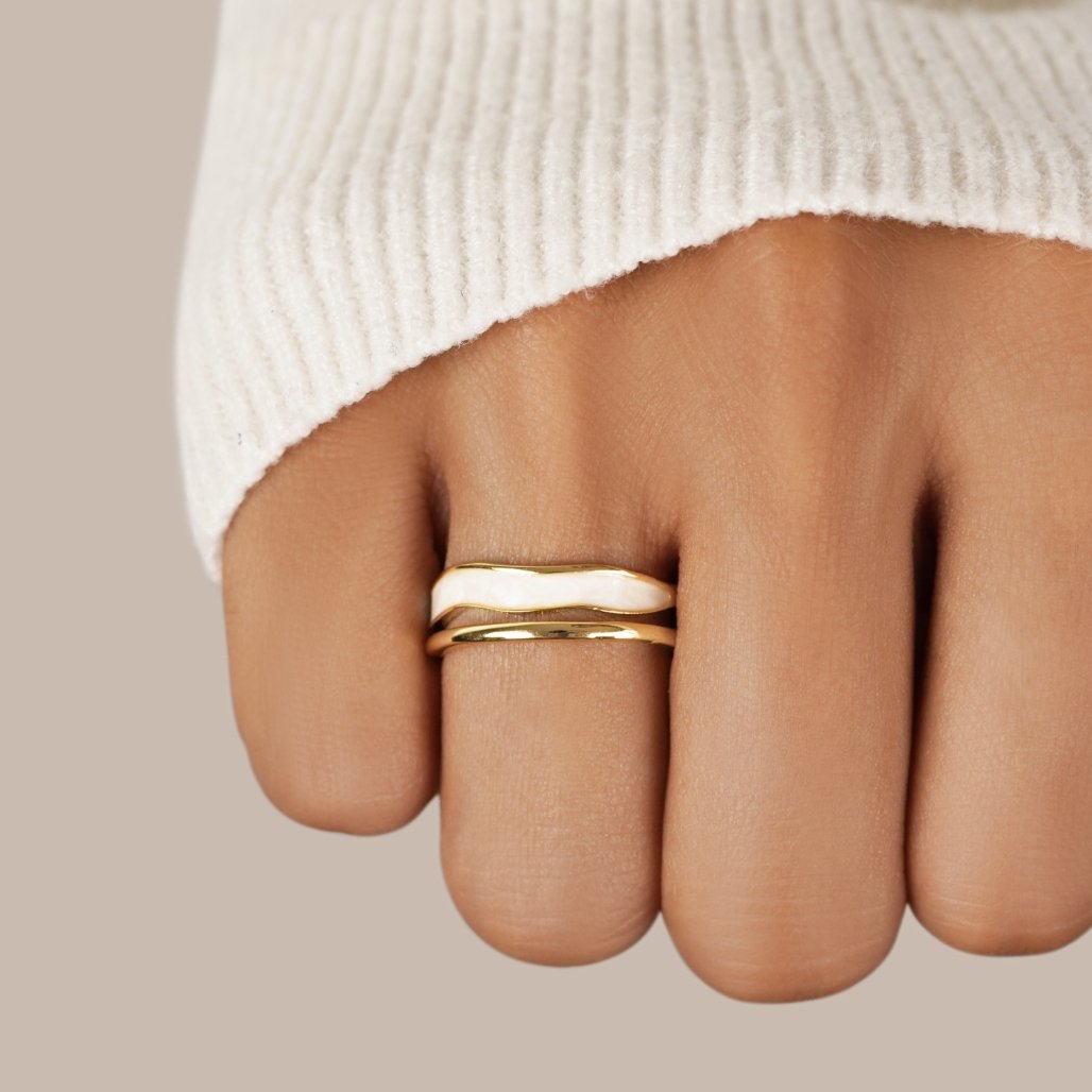 Ivory Dune Adjustable Layered Ring — gallery image 2