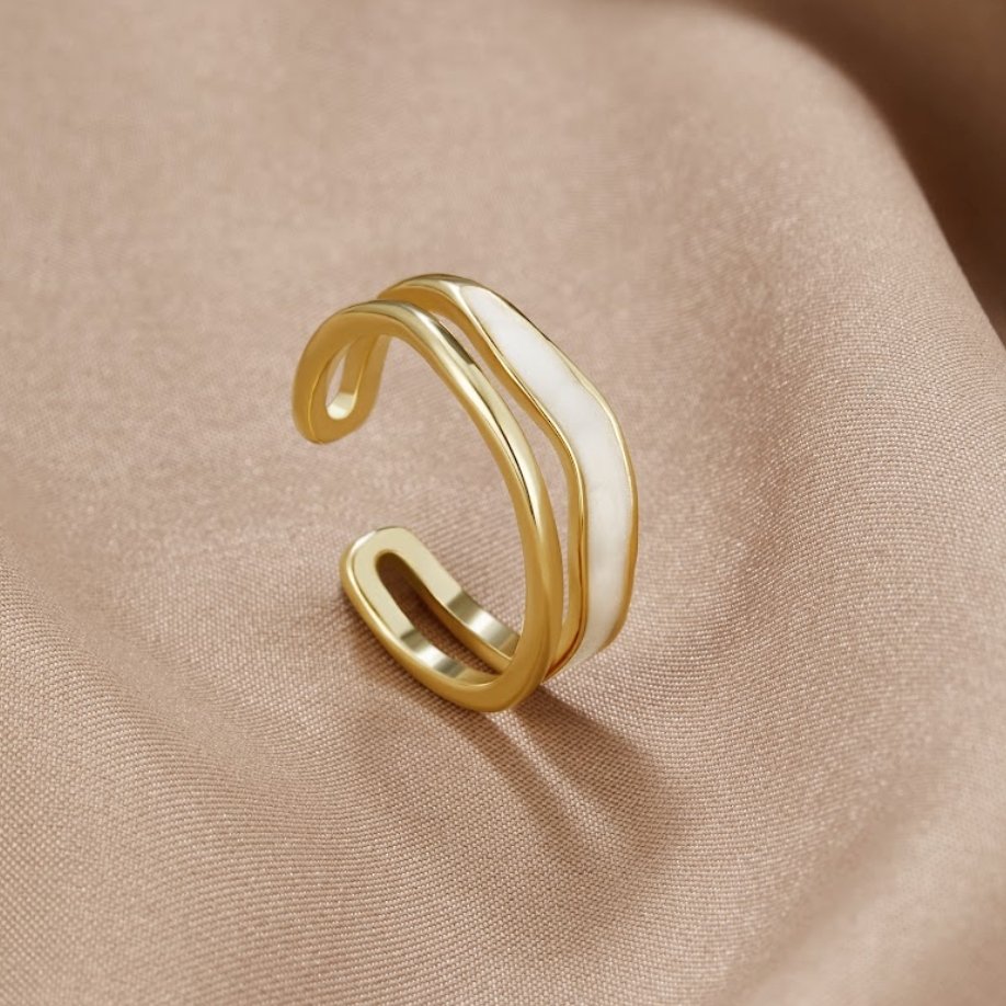 Ivory Dune Adjustable Layered Ring — gallery image 5