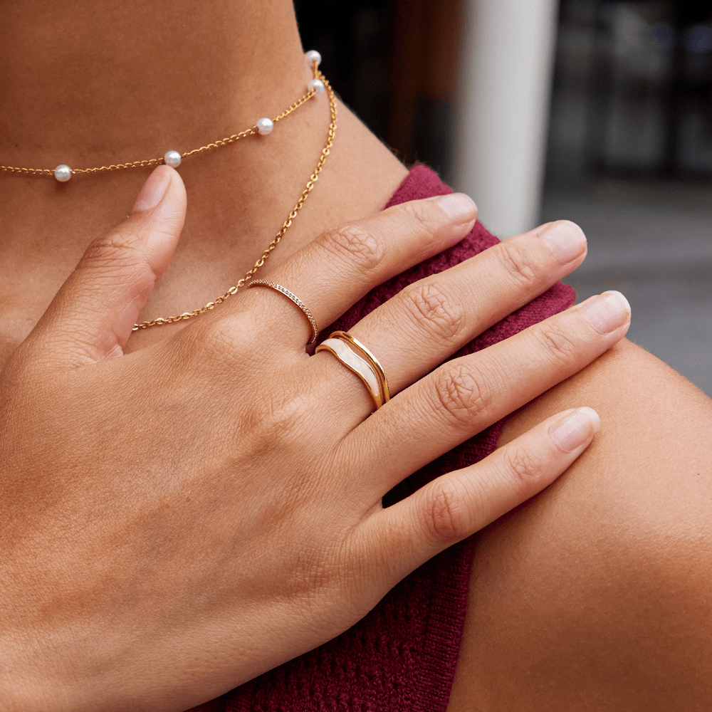 Ivory Dune Adjustable Layered Ring — gallery image 7