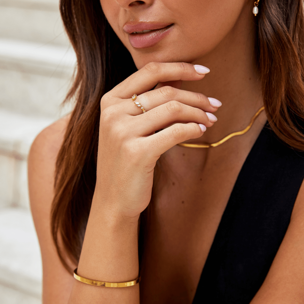 Olive Spark Adjustable Leaf Ring — gallery image 5