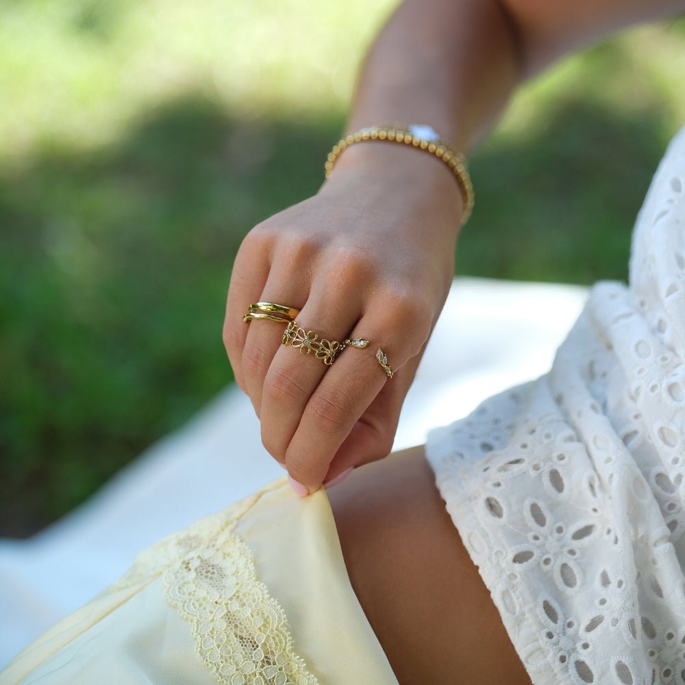 Olive Spark Adjustable Leaf Ring — gallery image 7