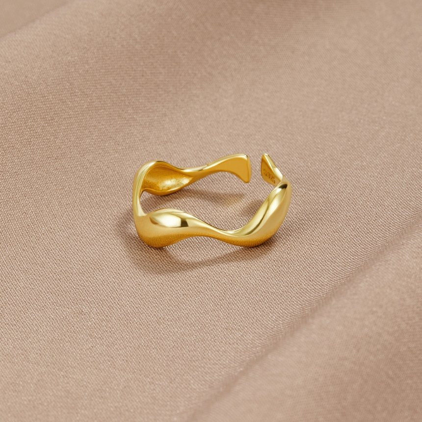 Ocean Fold Adjustable Gold Ring — gallery image 1