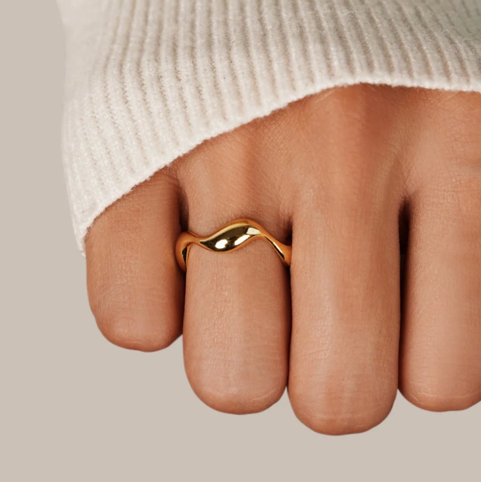 Ocean Fold Adjustable Gold Ring — gallery image 2