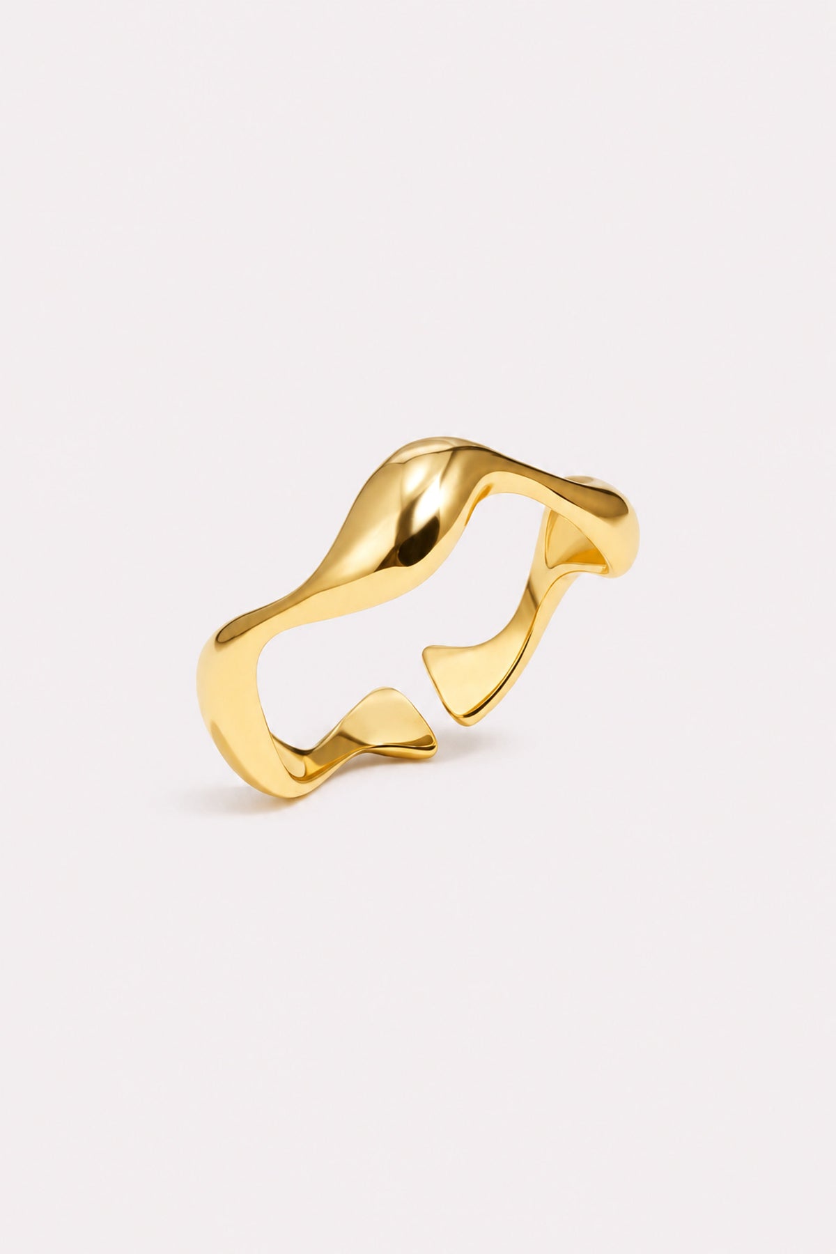 Ocean Fold Adjustable Gold Ring — studio product view