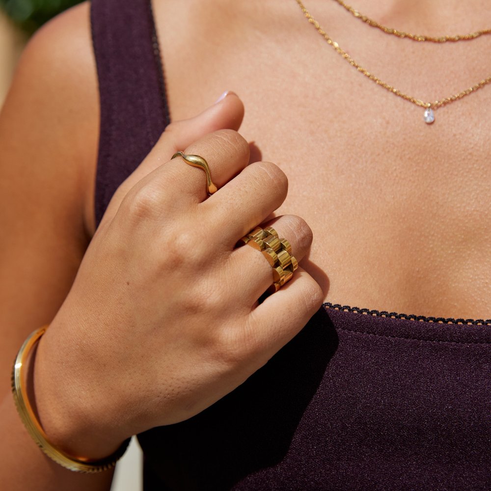 Ocean Fold Adjustable Gold Ring — gallery image 6