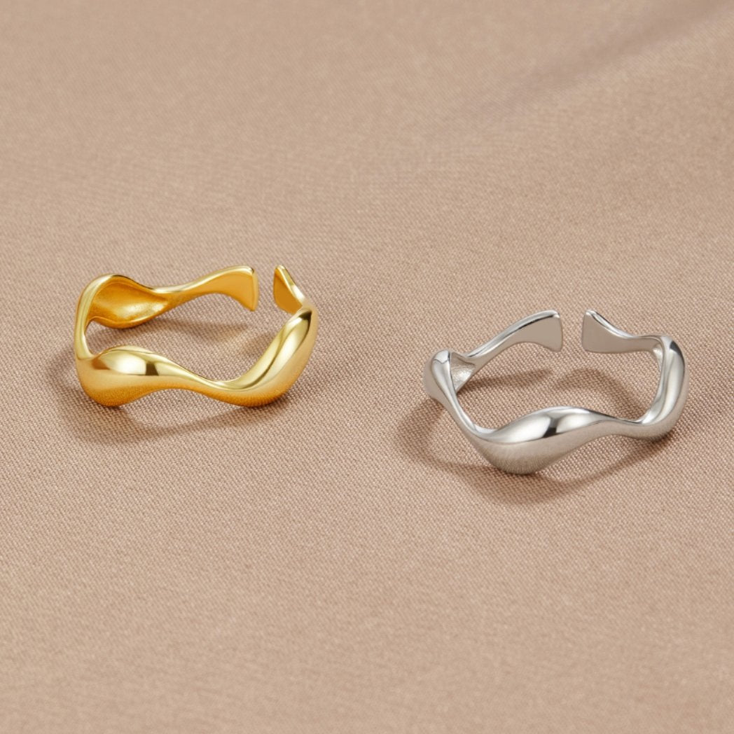 Ocean Fold Adjustable Gold Ring — gallery image 7