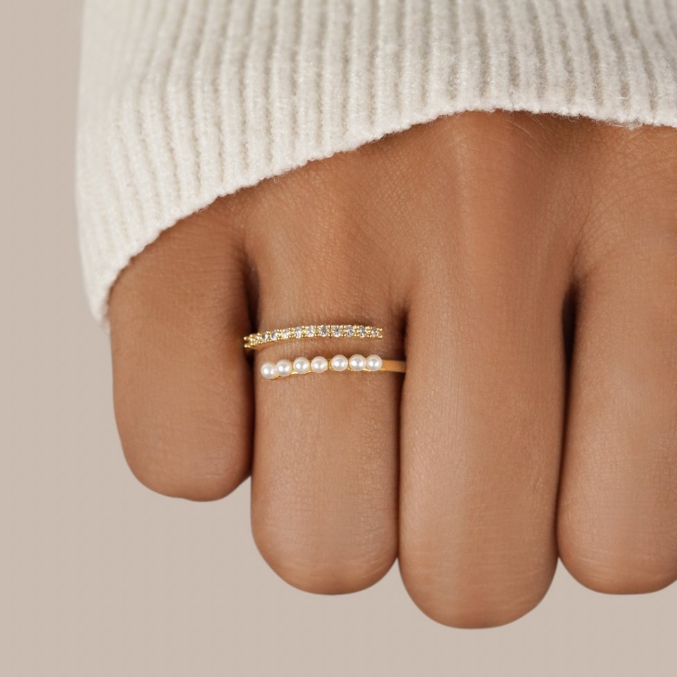 Pearl Embrace Adjustable Crystal Ring — gallery image 2