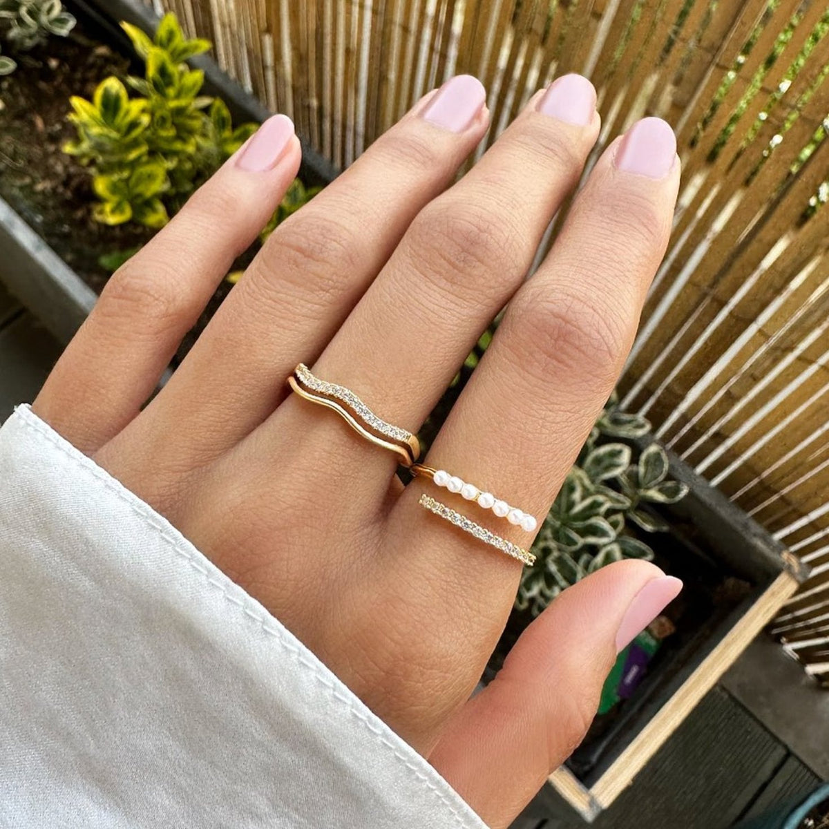 Pearl Embrace Adjustable Crystal Ring — gallery image 3