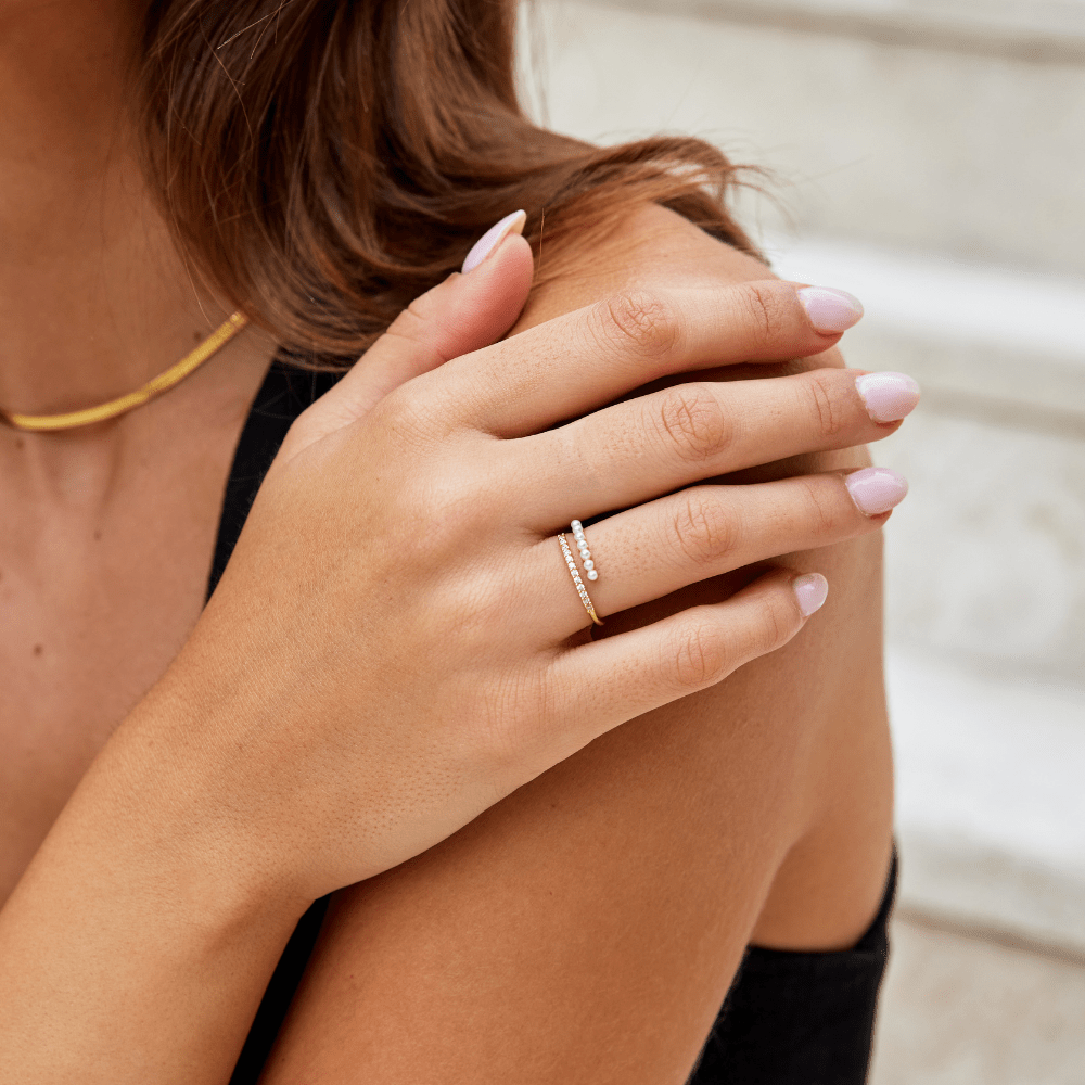 Pearl Embrace Adjustable Crystal Ring — gallery image 8