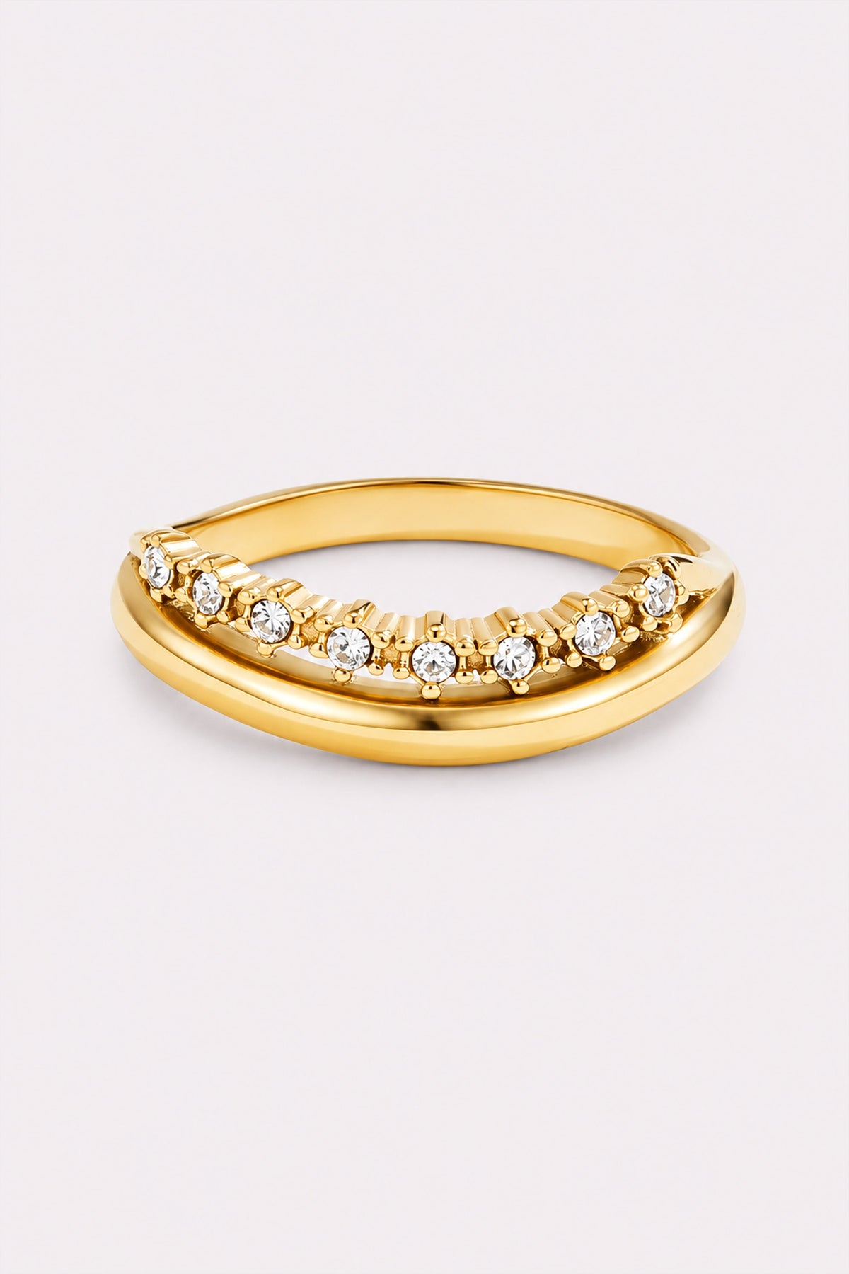 Solstice Spark Layered Crystal Ring — studio product view