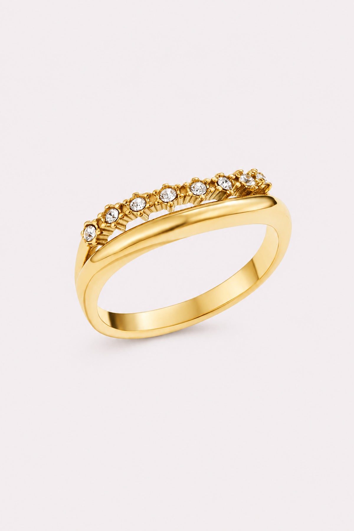 Solstice Spark Layered Crystal Ring — studio product view