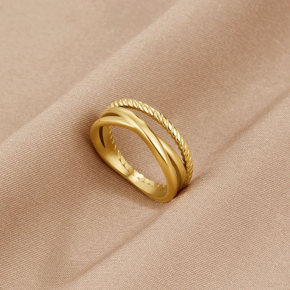 Twist & Gleam Crossed Ring — gallery image 1