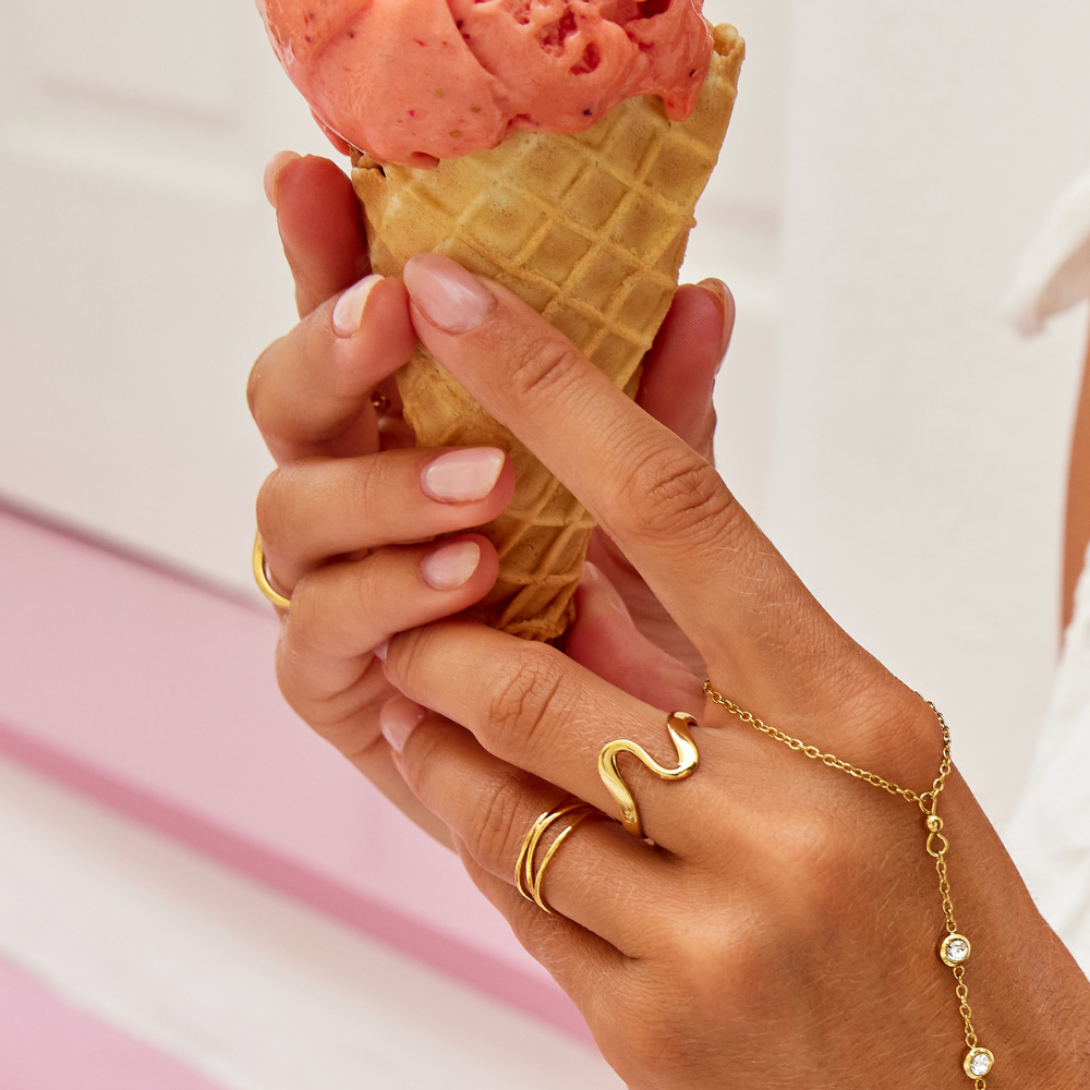 Wavelength Adjustable Gold Statement Ring — gallery image 8