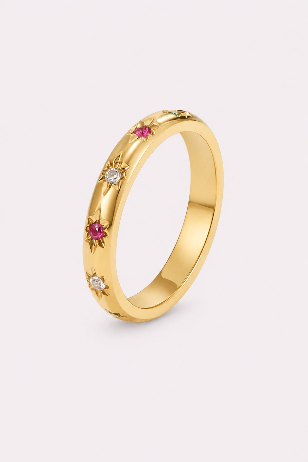 Prism Dots Rainbow Crystal Ring — studio product view