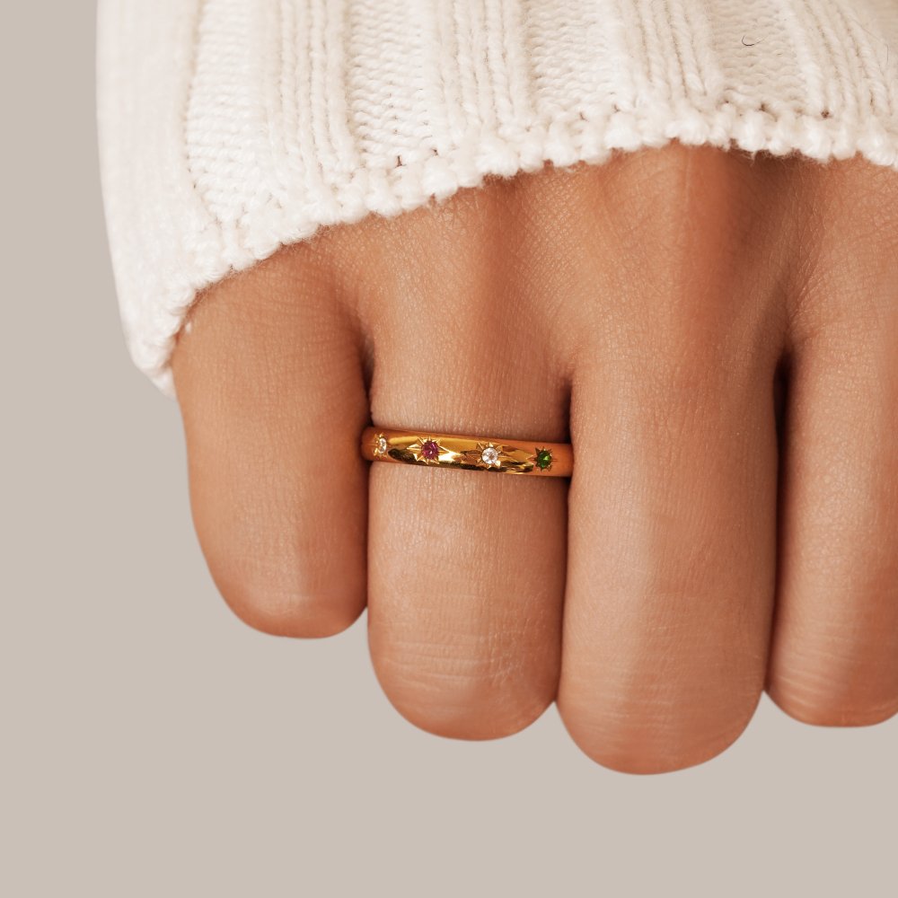 Prism Dots Rainbow Crystal Ring — gallery image 2
