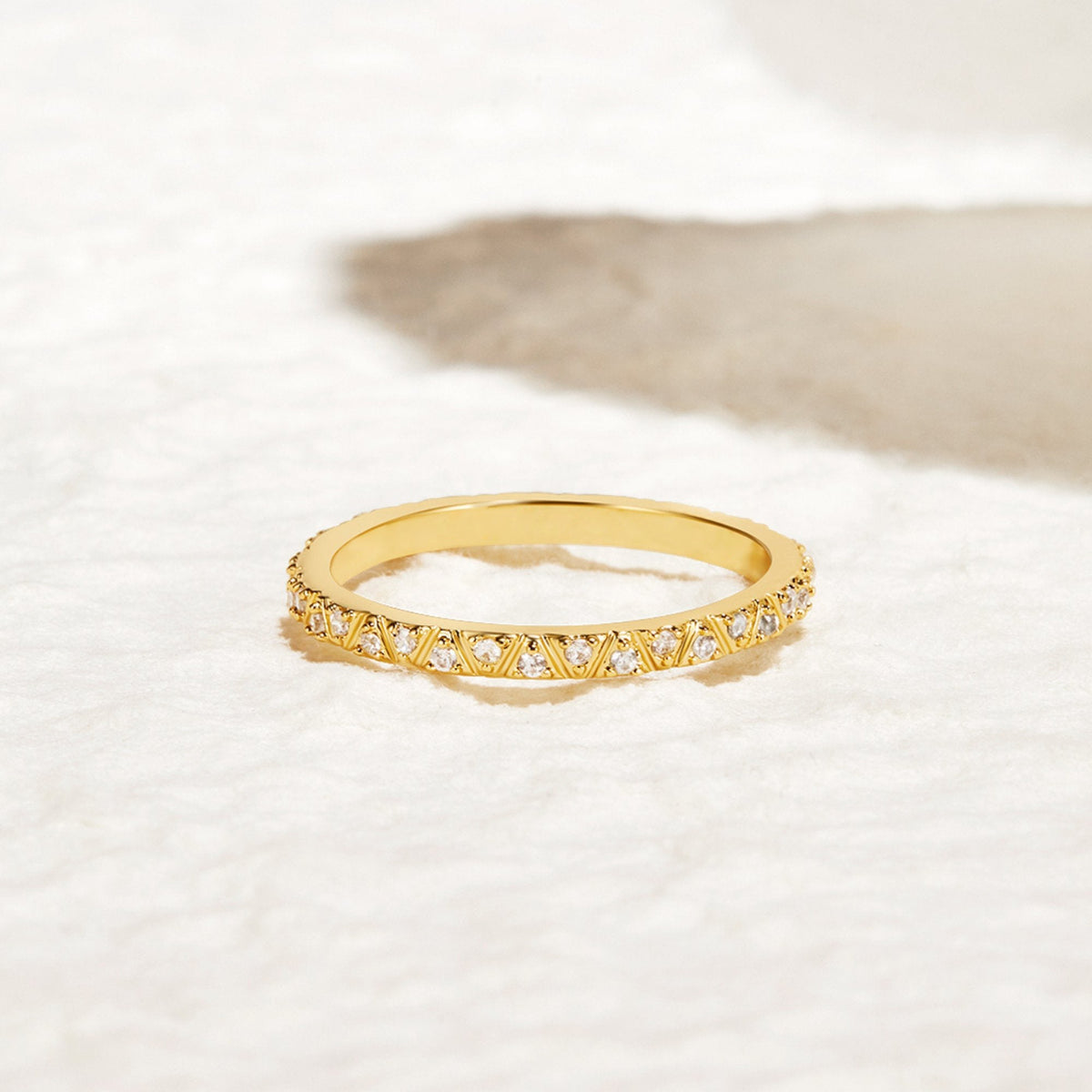 Gilded Lace Crystal Band Ring — gallery image 1