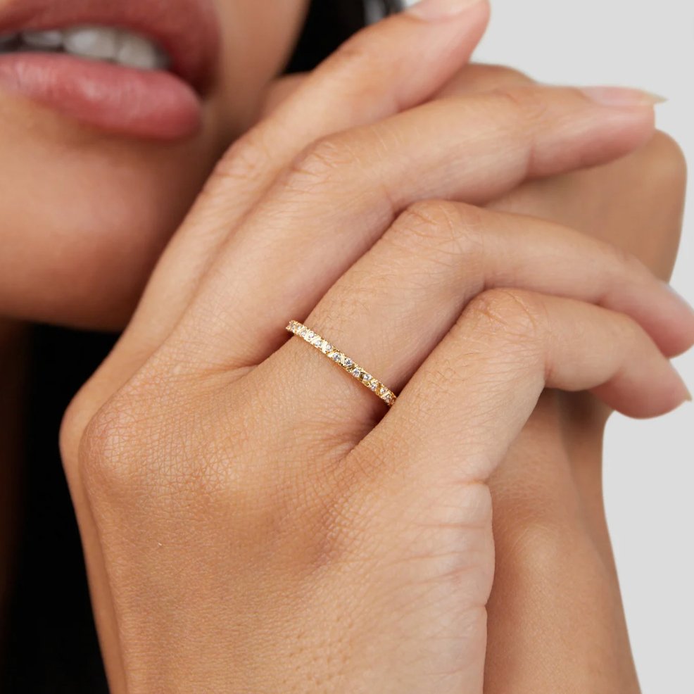 Gilded Lace Crystal Band Ring — gallery image 3