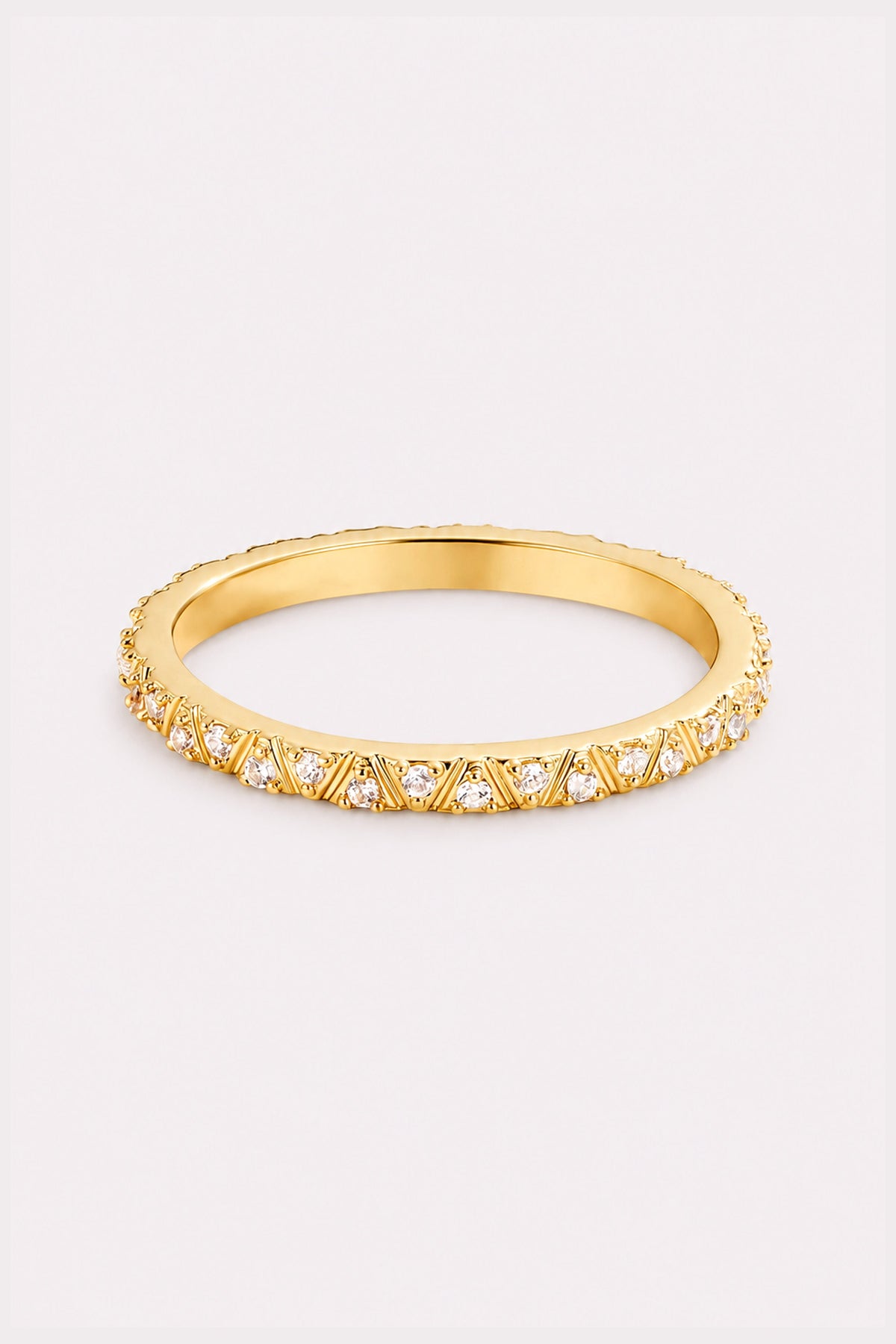 Gilded Lace Crystal Band Ring — studio product view