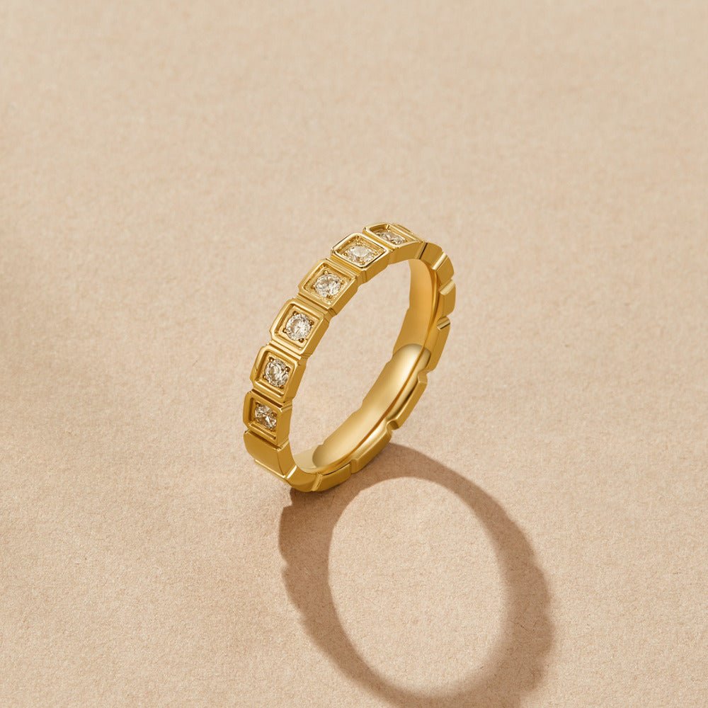 Golden Frame Crystal Band Ring — gallery image 1