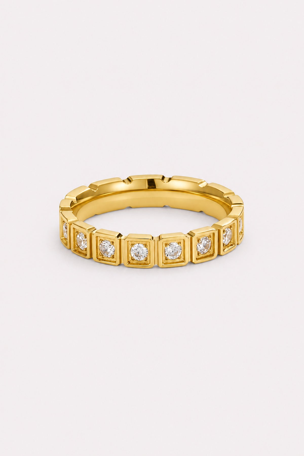 Golden Frame Crystal Band Ring — studio product view