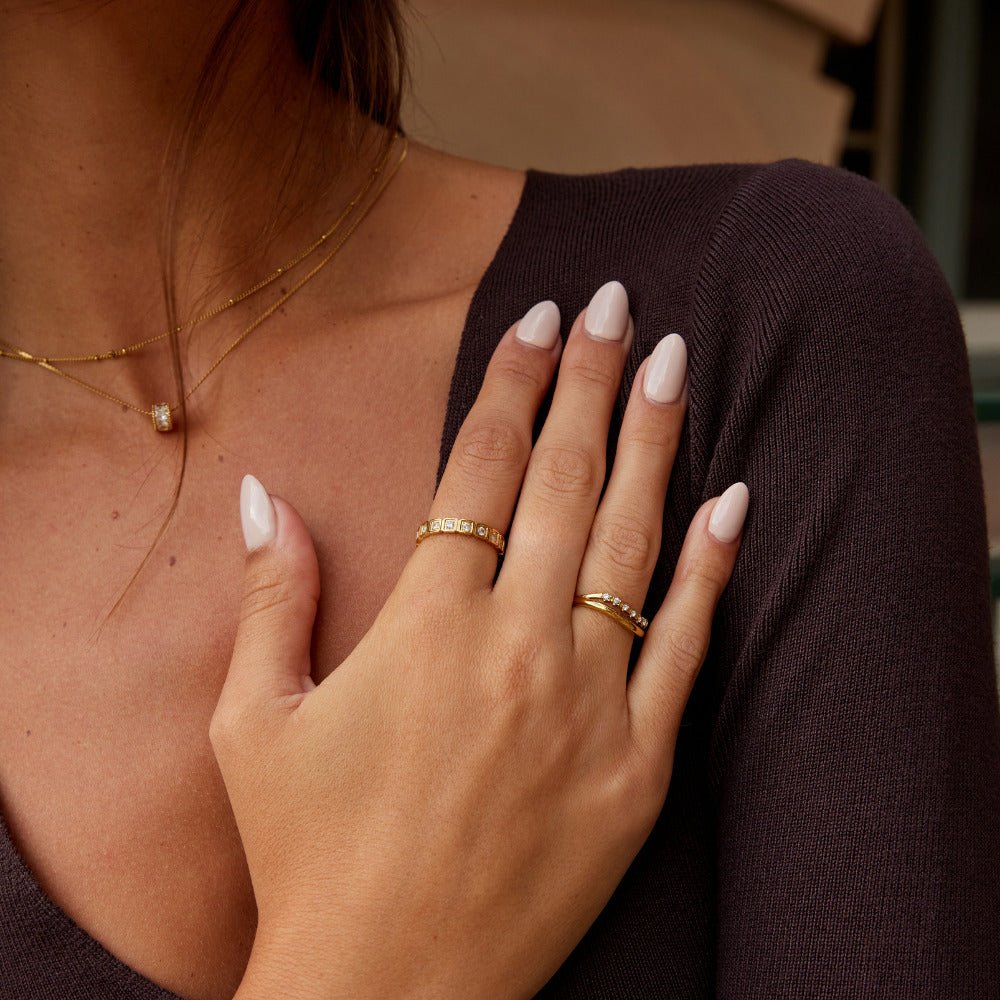 Golden Frame Crystal Band Ring — gallery image 5